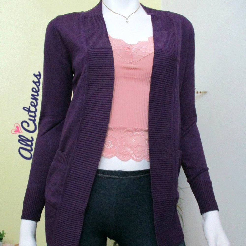 Purple Open Sweater Cardigan Size S